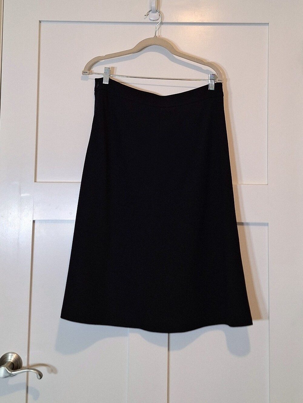 Talbots Italian Knit Fabric A Line Midi Skirt Lined Rayon Blnd Stretch Black 10